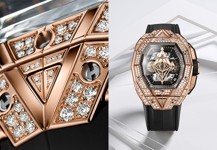 宇舶HUBLOT Spirit of Big Bang Sang Bleu計時碼錶皇金滿鑽款