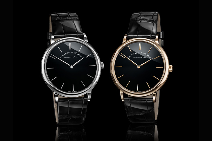 縞瑪瑙錶盤演繹純粹之美 朗格Saxonia Thin蜂蜜金與鉑金限量款腕錶