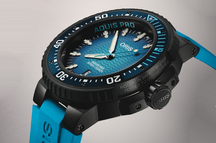 以專利旋轉系統打造極致的潛水防護  ORIS AquisPro 1000m日期腕錶