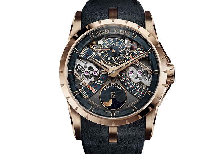 羅杰杜彼ROGER DUBUIS王者系列雙逆跳萬年曆限量腕錶