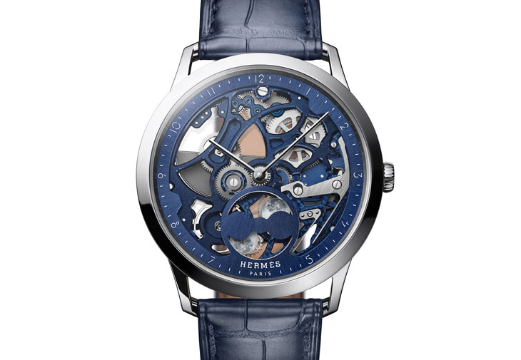 HERMÈS愛馬仕Slim d’Hermès Squelette Lune鏤空月相腕錶