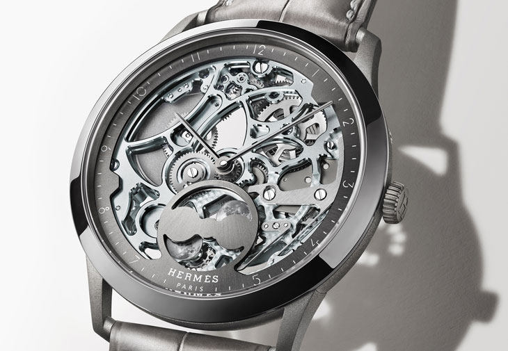 HERMÈS愛馬仕Slim d’Hermès Squelette Lune鏤空月相腕錶