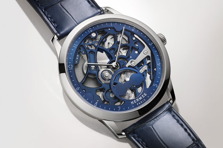 HERMÈS愛馬仕Slim d’Hermès Squelette Lune鏤空月相腕錶
