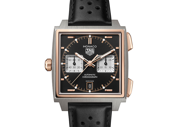 泰格豪雅 TAG HEUER Monaco左冠計時腕錶 曜金黑
