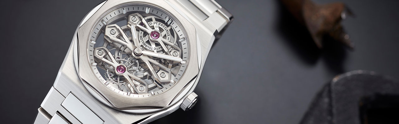 GIRARD-PERREGAUX 芝柏表Laureato桂冠系列三金橋陀飛輪腕錶