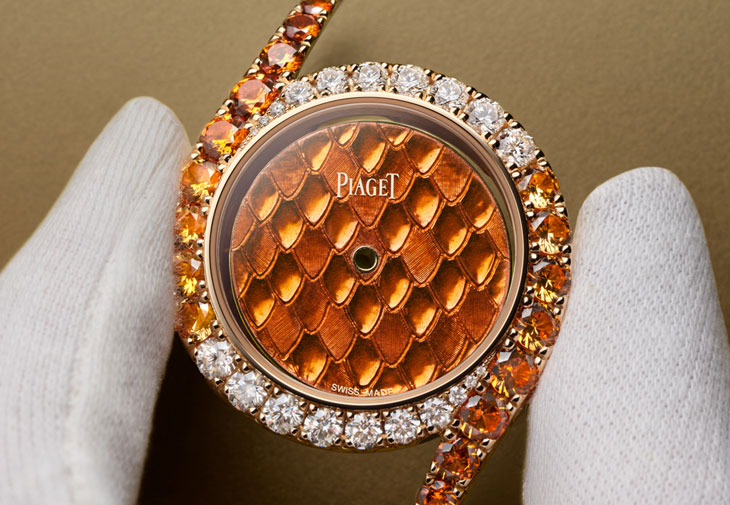 伯爵錶PIAGET Limelight Gala系列18K玫瑰金錳鋁榴石琺瑯彩繪珠寶腕錶