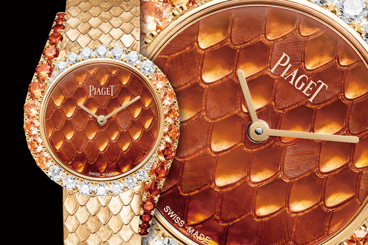 橙色大明火琺瑯面盤／PIAGET Limelight Gala系列18K玫瑰金錳鋁榴石琺瑯彩繪珠寶腕錶