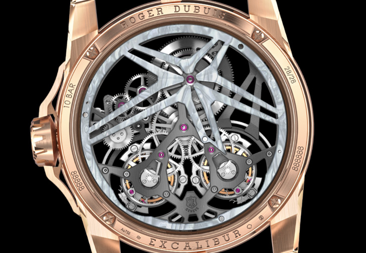 ROGER DUBUIS 羅杰杜彼Excalibur王者系列雙飛行陀飛輪珍珠母貝限量腕錶