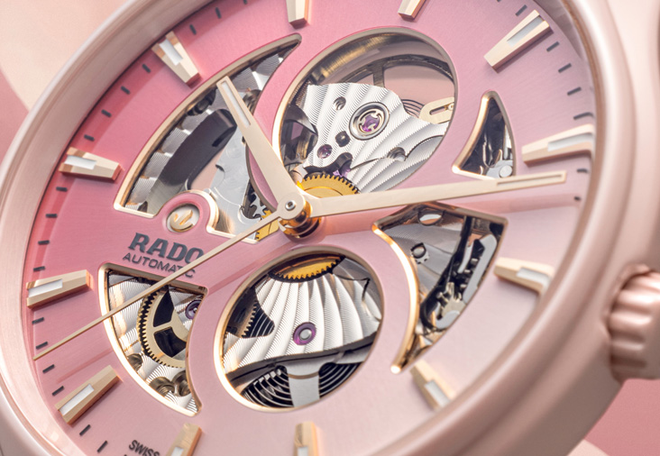 RADO 雷達表True真我系列櫻花粉高科技陶瓷鏤空腕錶