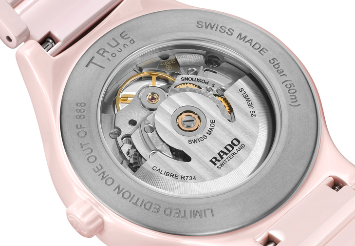 RADO 雷達表True真我系列櫻花粉高科技陶瓷鏤空腕錶