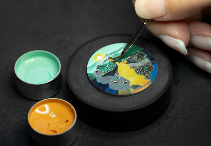 雅克德羅JAQUET DROZ時分小針盤紅金腕錶「歡快飛鳥·長城」特別款