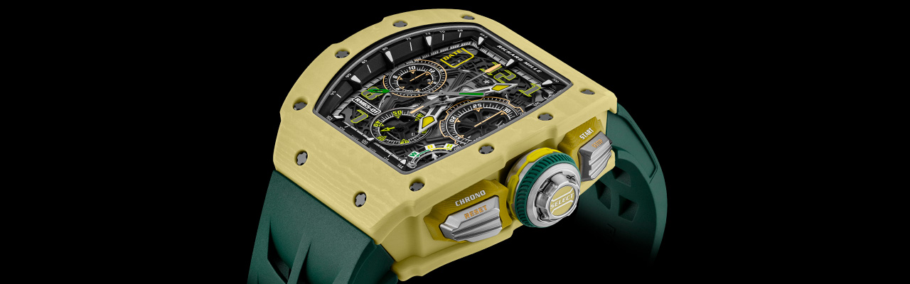 RICHARD MILLE RM 65-01 ⾃動上鍊雙秒追針計時碼錶沙⾊Quartz TPT⽯英纖維款