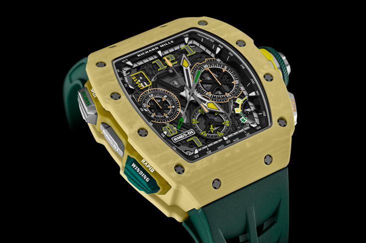 RICHARD MILLE RM 65-01 ⾃動上鍊雙秒追針計時碼錶沙⾊Quartz TPT⽯英纖維款