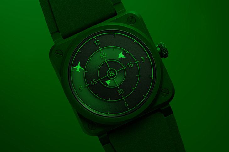 三架飛機取代指針！BELL & ROSS BR-03 Green Radar Ceramic綠色雷達腕錶