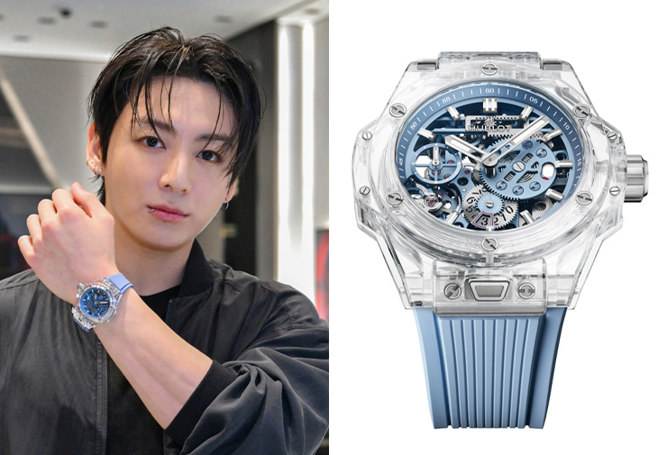 HUBLOT宇舶錶全球品牌大使Jung Kook  Big Bang Meca-10 十日鍊天空藍寶石腕錶