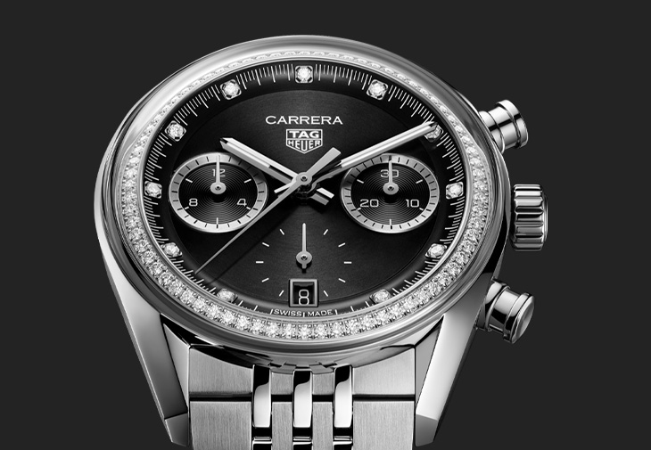 TAG HEUER泰格豪雅Carrera計時腕錶黑面鑲鑽款