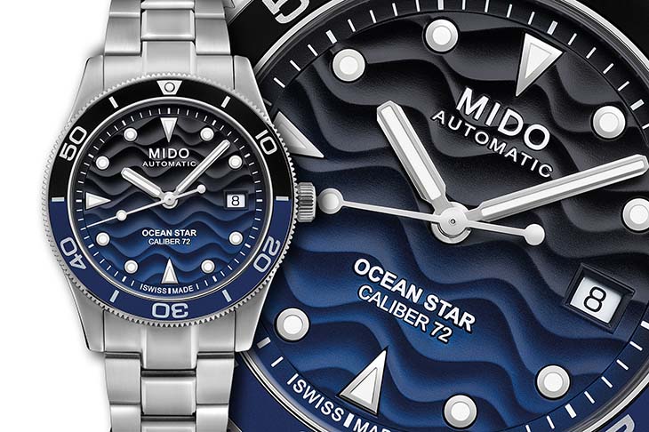 浮雕工藝刻劃出波浪面盤 MIDO Ocean Star 39海洋之星系列自動腕錶