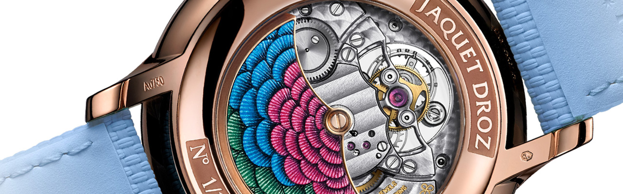 雅克德羅JAQUET DROZ時分小針盤紅金「蜂鳥」腕錶