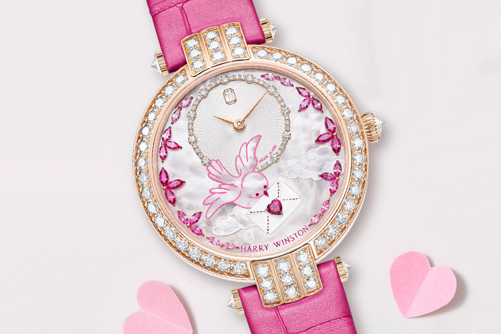 銜著情書的信鴿飛來愛的信息／HARRY WINSTON Premier 情人節腕錶