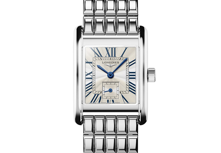 LONGINES 浪琴表Mini DolceVita迷你多情系列羅馬「flinqué」飾紋面盤搭配不鏽鋼鏈帶腕錶