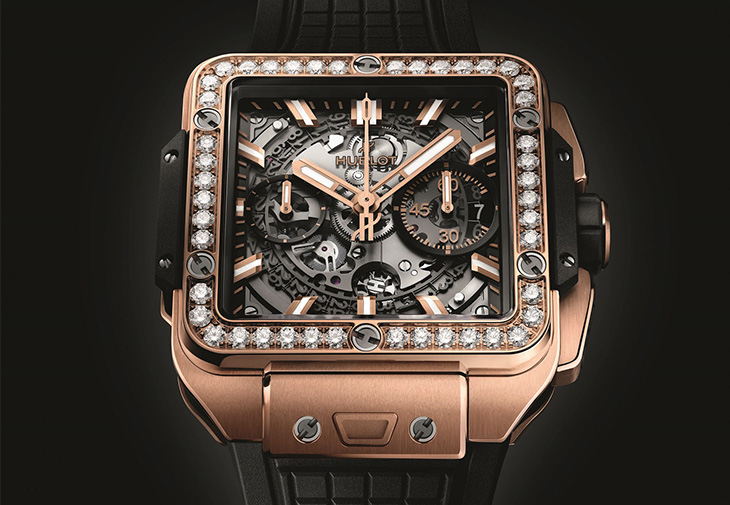 宇舶HUBLOT Square Bang Unico計時碼錶皇金鑽圈款