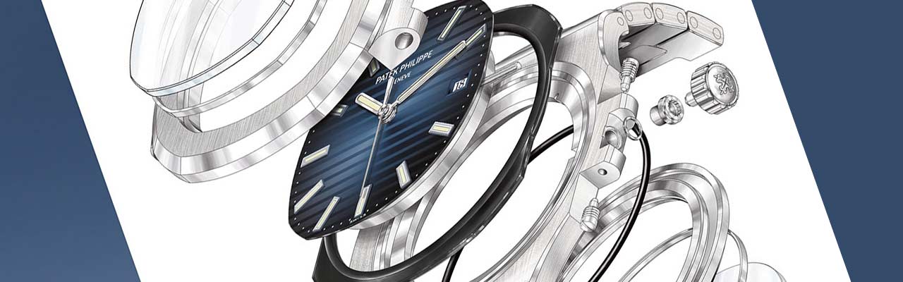 PATEK PHILIPPE Nautilus百達翡麗金鷹5711的錶殼分解圖