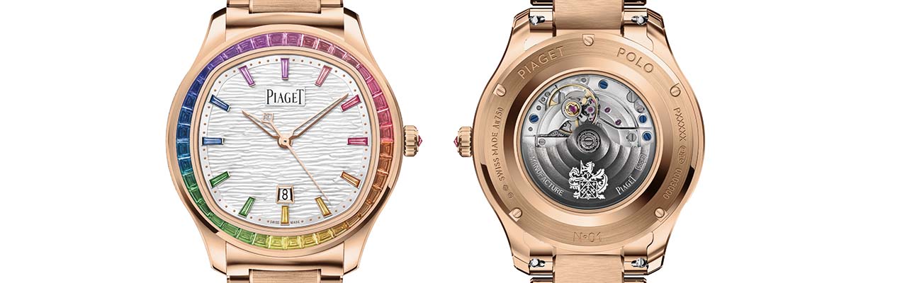 伯爵PIAGET Polo系列玫瑰金36mm珍珠母貝面盤彩色寶石自動腕錶