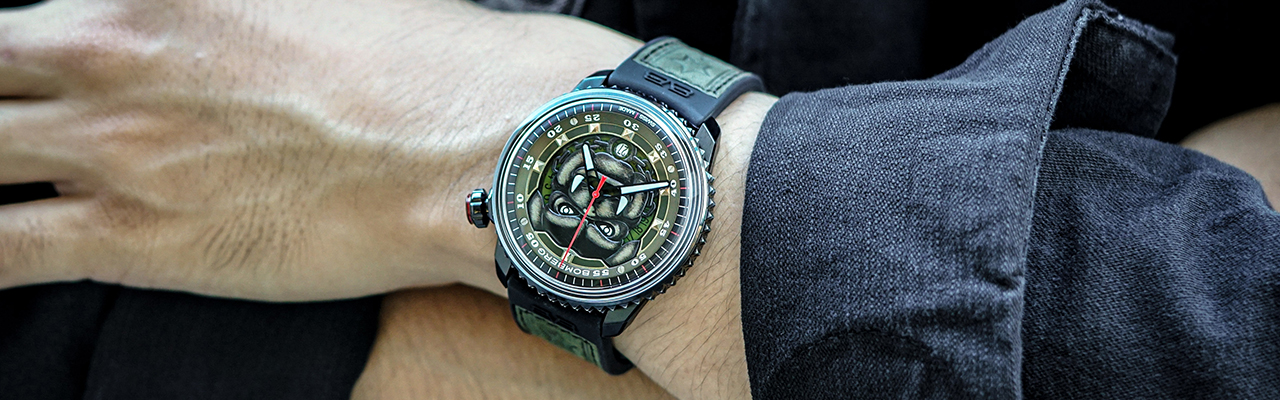 炸彈錶BOMBERG BB-01軍綠色龐克鬥牛犬自動大三針腕錶