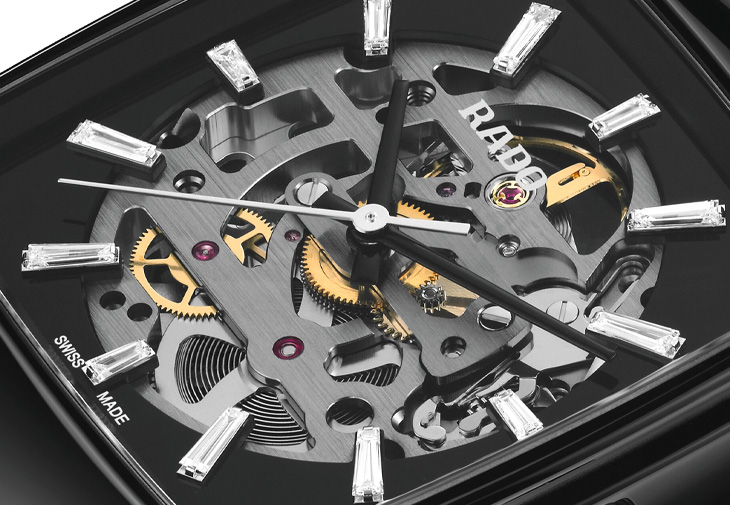 RADO雷達表True Square真我方形鑲鑽鏤空腕錶