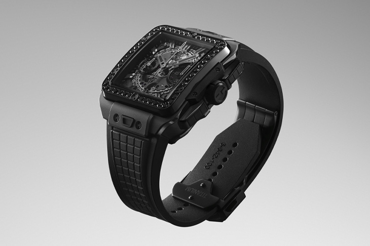 黑色奢華新境界 HUBLOT Square Bang Unico極致黑計時鑽腕錶