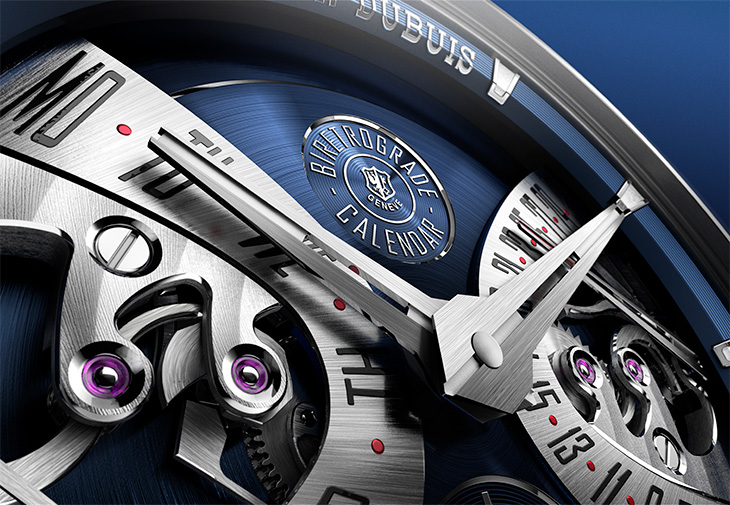 羅杰杜彼ROGER DUBUIS王者系列雙逆跳日曆腕錶星空藍