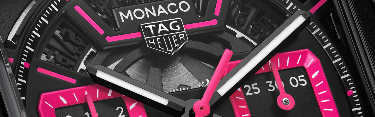TAG Heuer泰格豪雅Monaco鏤空計時腕錶粉紅款