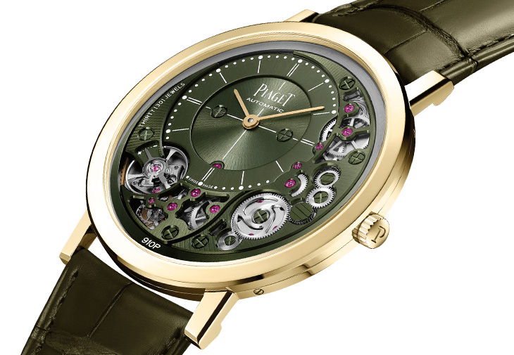PIAGET伯爵錶Altiplano 系列 18K 黃金軍綠色超薄自動上鍊腕錶