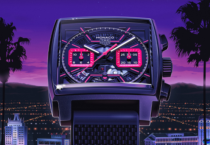 TAG Heuer泰格豪雅Monaco鏤空計時腕錶粉紅款