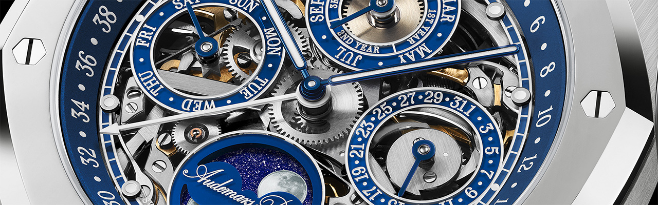 愛彼AUDEMARS PIGUET 皇家橡樹萬年曆「150週年」鏤空腕錶