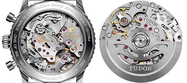 百年靈BREITLING B02手上鍊計時機芯、帝舵表MT5813自動機芯