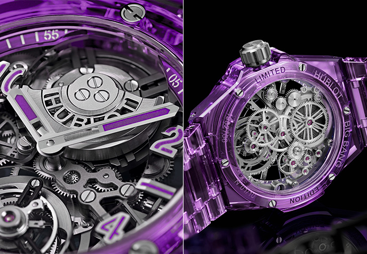 宇舶HUBLOT Big Bang Integrated紫色藍寶石陀飛輪鍊帶腕錶