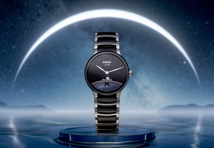 RADO雷達表 Centrix 晶萃系列高科技陶瓷月相鑲鑽限量腕錶