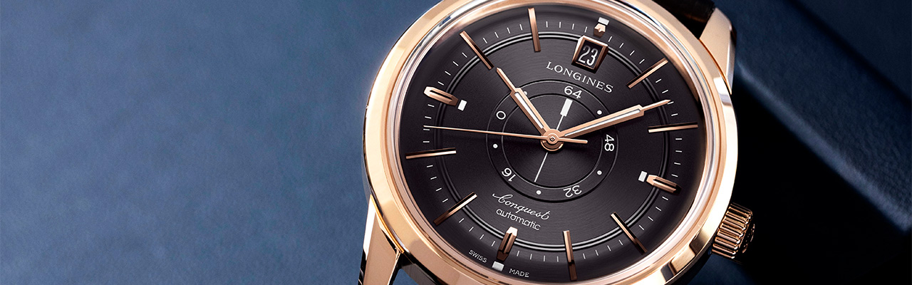 浪琴表Conquest Heritage系列腕錶玫瑰金款