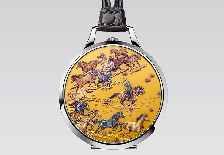 HERMÈS愛馬仕SLIM D’HERMÈS POCKET Les Mustangs 工藝懷錶