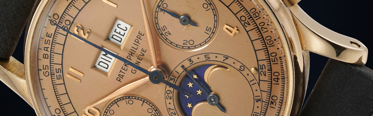 百達翡麗型號1518玫瑰金版本配粉紅錶盤