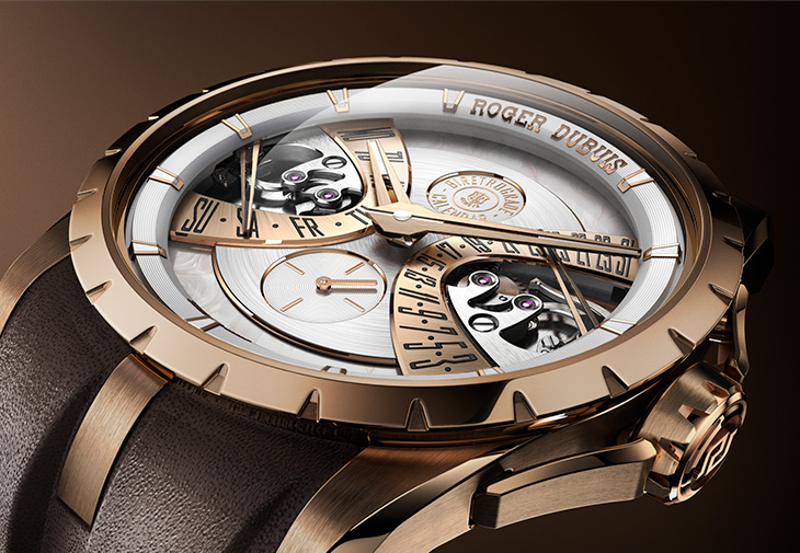 羅杰杜彼ROGER DUBUIS王者系列單擺輪雙逆跳日曆腕錶
