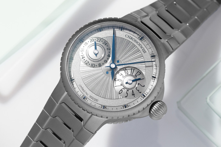 CHRONOSWISS瑞寶錶Pulse GMT Silver Guilloché腕錶