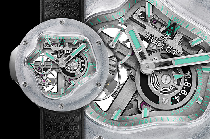 打造藍寶石湖岸風光／HUBLOT MP-17 Arsham Splash藍寶石鈦金十日動力儲存腕錶 -- 年終最強機種特集四
