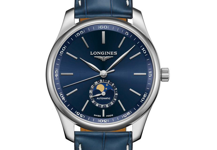 LONGINES Master巨擘系列藍色面盤月相腕錶