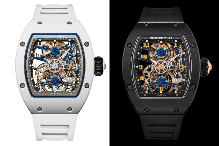 以ATZ白陶或TZP黑陶搭配金屬中殼／RICHARD MILLE RM 17-02陀飛輪腕錶