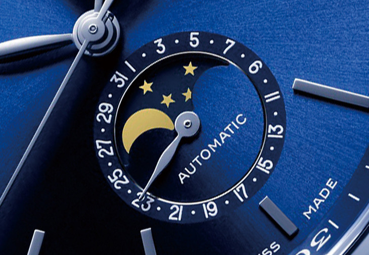 LONGINES Master巨擘系列藍色面盤月相腕錶