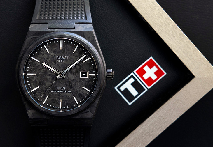 TISSOT天梭PRX鍛造碳矽游絲腕錶