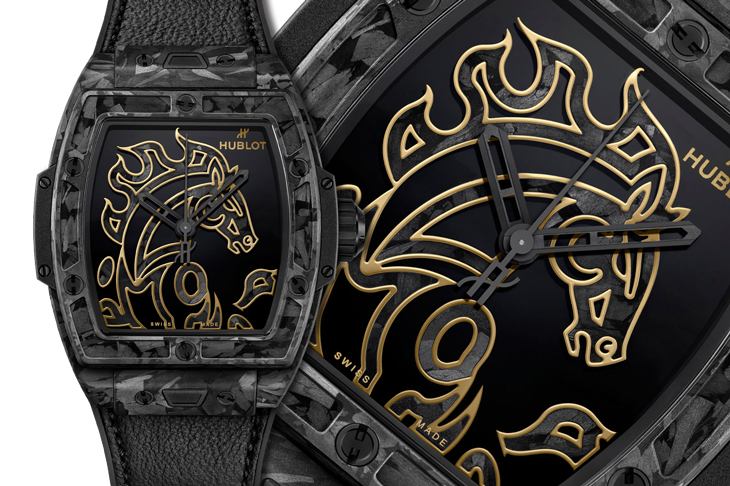 碳纖維鑲嵌與金線工藝／HUBLOT Spirit of Big Bang馬年限量腕錶