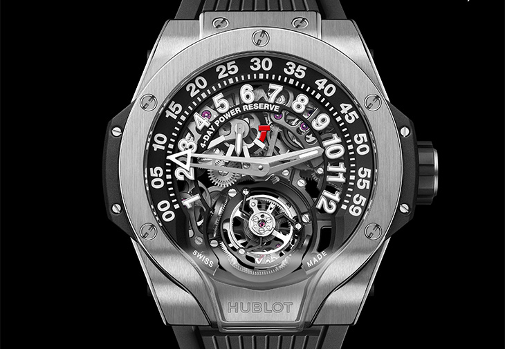 HUBLOT宇舶錶MP-13雙軸陀飛輪雙逆跳腕錶